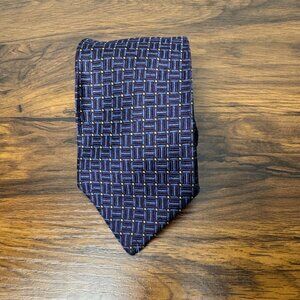 Brooks Brothers Makers Tie Mens Geometric Purple  Pure Silk Handmade in USA